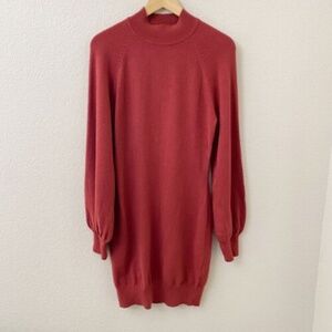🎆 NEW YEARS SALE 🎇 NWT Exlura Sweater Dress Size Large Rust Red Long Sleeve